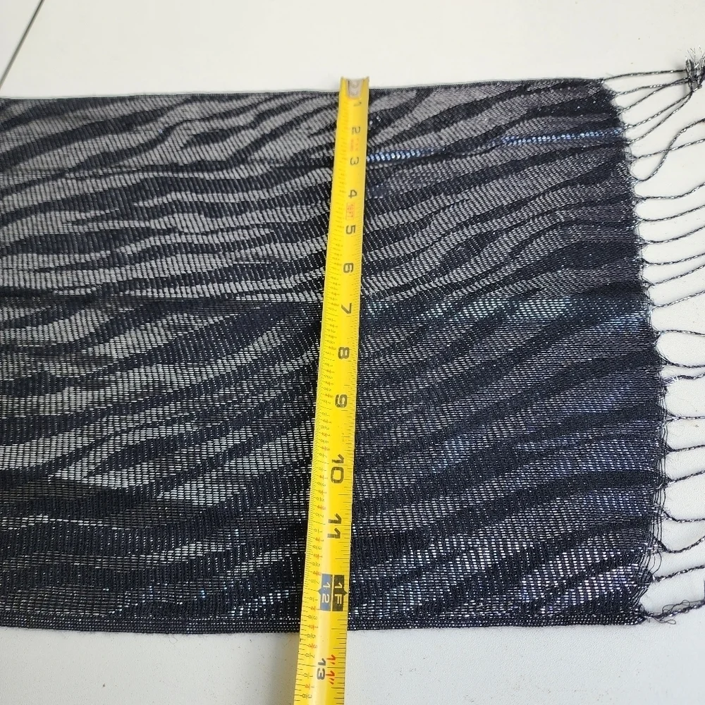 Women's Black & Silver Metallic Animal Print Scarf Shawl Fringe 78